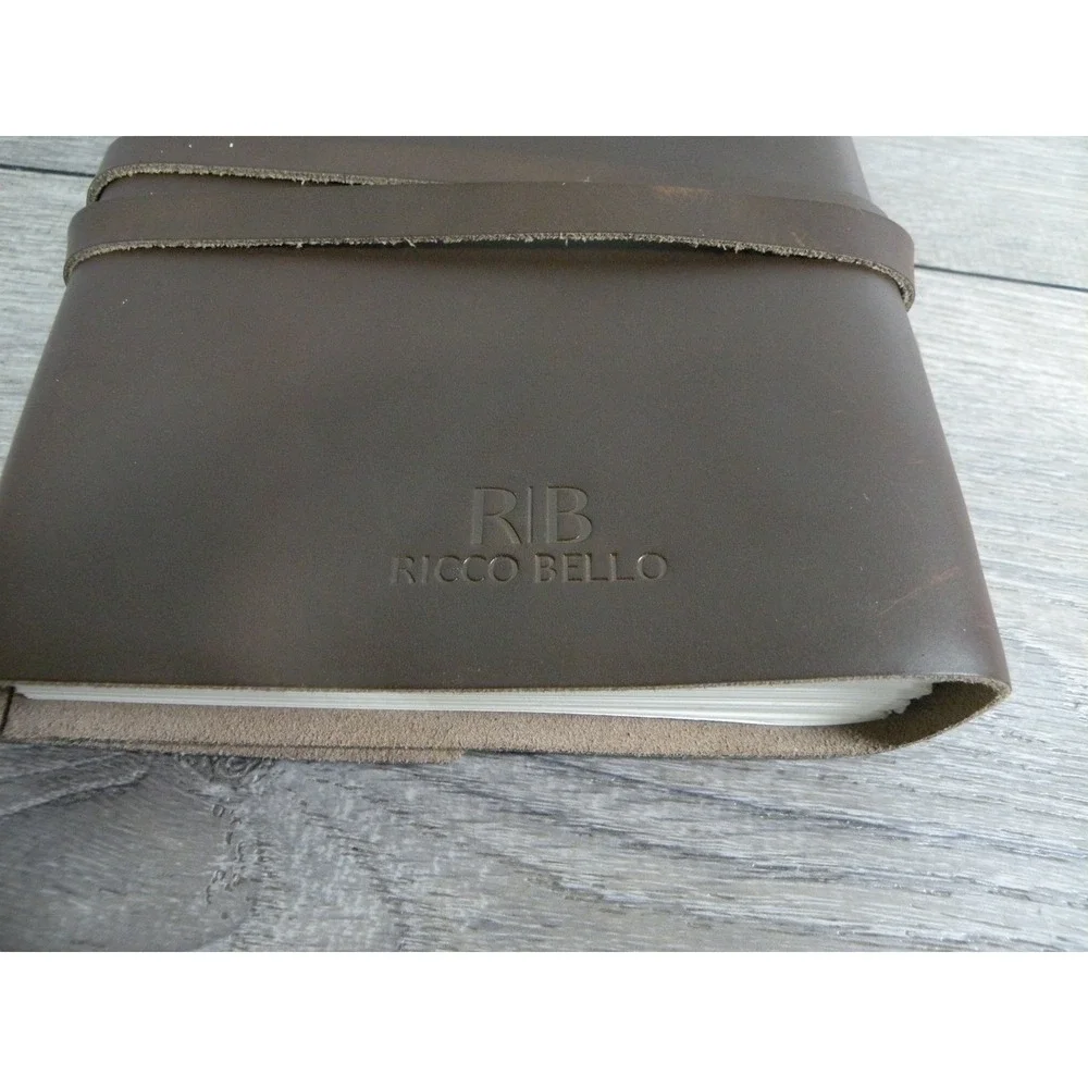Ricco Bello Leather Journal Notebook Diary Rustic Vintage Style Brown Strap Wrap
